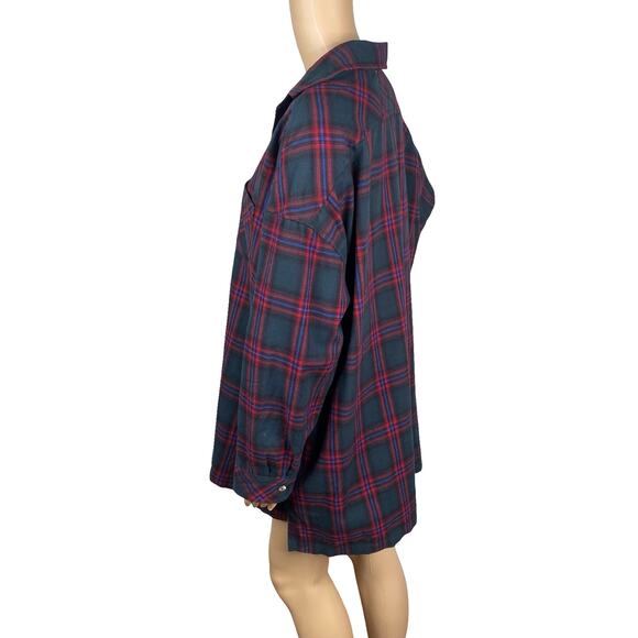 Lovers and Friends Gela Green Red Plaid Flannel Boyfriend Button Down Shirt M - Picture 8 of 10